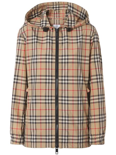 burberry woman hooded jacket|Burberry vintage check hooded jacket.